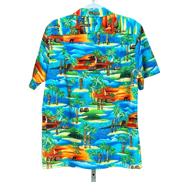 RJC Hawaiian Beach Front Palm Trees Tiki Print Shirt Size M. - Picture 4 of 4